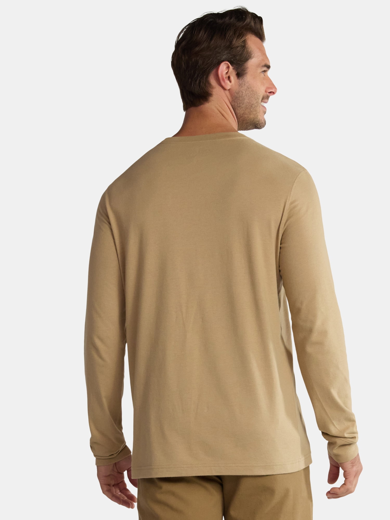 (3 pack) George Men's & Big Men's Relaxed Fit Cotton Crewneck T-Shirt with Long Sleeves, Size XS-3XL