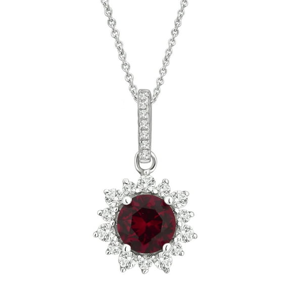 Arista 1 7/8 Carat T.W. Created Ruby and White Sapphire Women's Fashion Pendant in Sterling Silver, 18"
