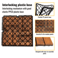 thumbnail image 6 of Jopath 20 Pack Waterproof Interlocking Deck Tiles,12"x12" Plastic Patio Tiles for Indoor Outdoor Use,Patio Floor Decking Tiles for Garden Lawn Porch Poolside Balcony,Brown, 6 of 7
