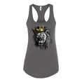 thumbnail image 2 of Wild Bobby, King Lion with Gold Crown Art, Animal Lover, Women Racerback Tank Top, Dark Grey, Large, 2 of 4