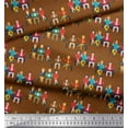 thumbnail image 3 of Soimoi Brown polyester Crepe Fabric Human Group Print Fabric by Yard 42 Inch Wide, 3 of 3