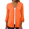 thumbnail image 2 of Lindreshi Cardigans for Women Women's Floral Print Puff Sleeve Cardigan Loose Cover up Blouse Tops 3/4 Sleeve Ruffle Open Front Button Cardigan, 2 of 3