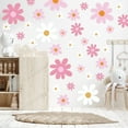 thumbnail image 6 of Daisy Wall Decal Flower Wall Sticker Cute Daisy Sticker Pink White Flower Decal Peel and Stick Floral Wallpaper for Nursery Bedroom Home Decor 12 Sheets Pink, 6 of 6