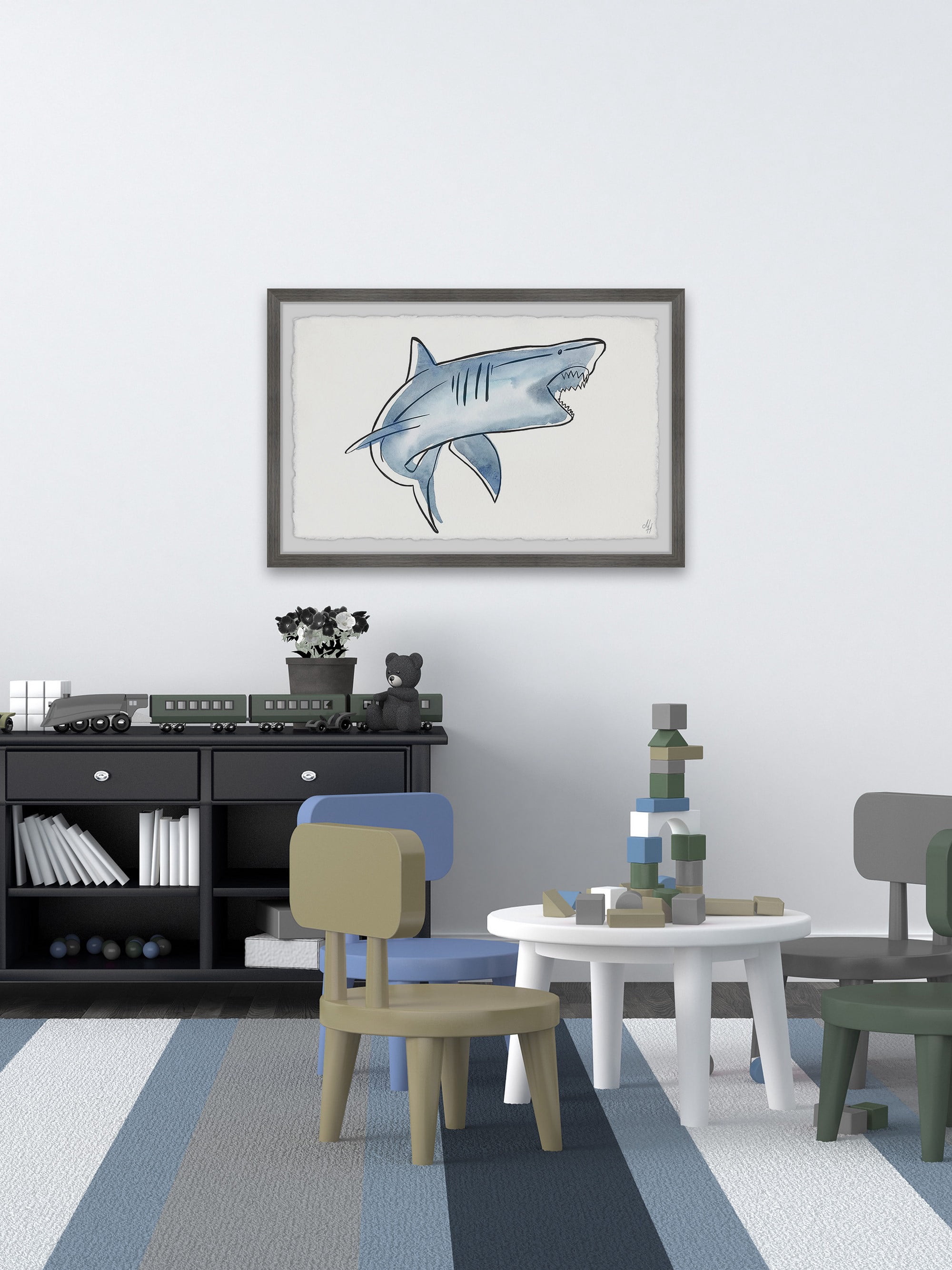 Marmont Hill Biting Shark Framed Wall Art