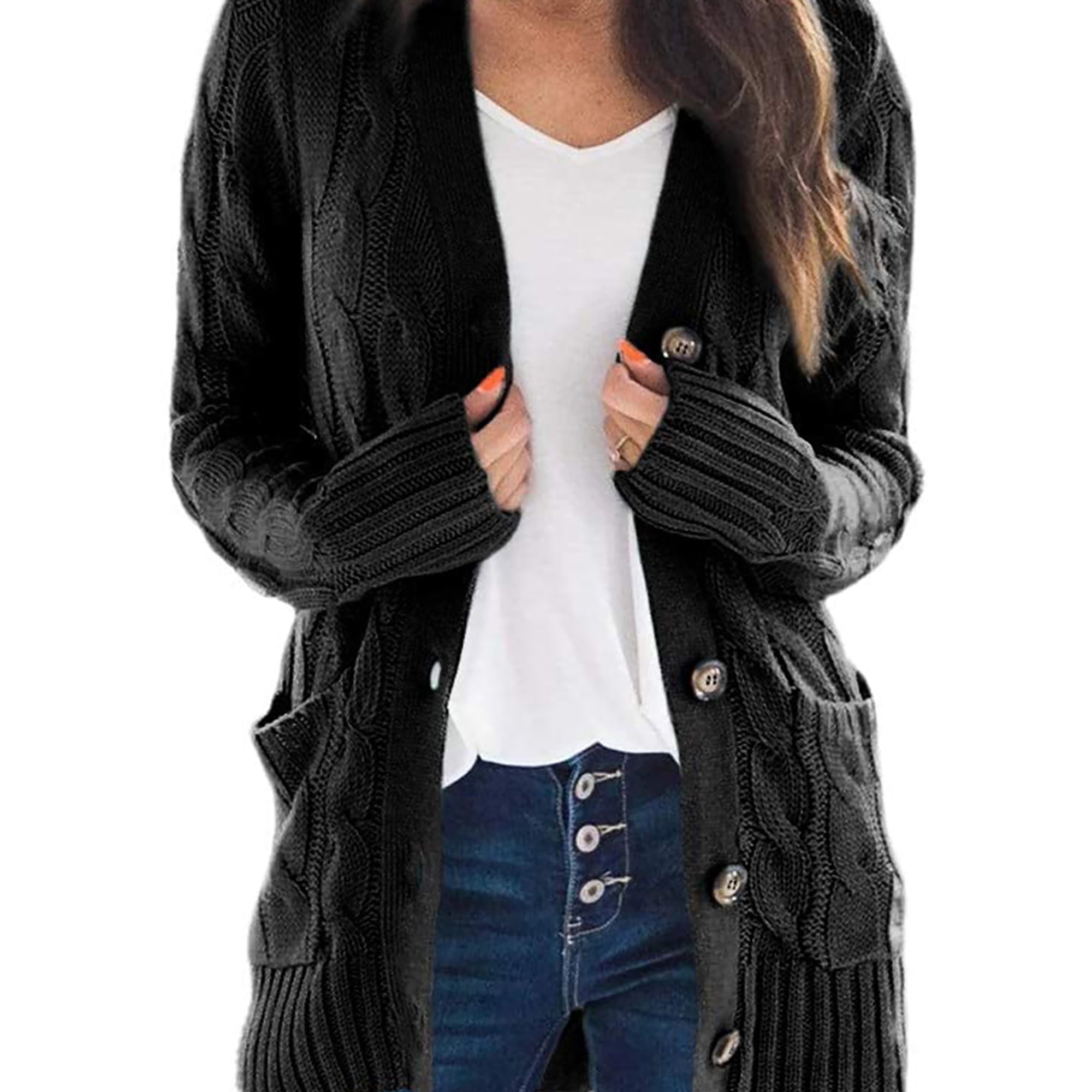 Women Casual Cardigan Sweater Long 
