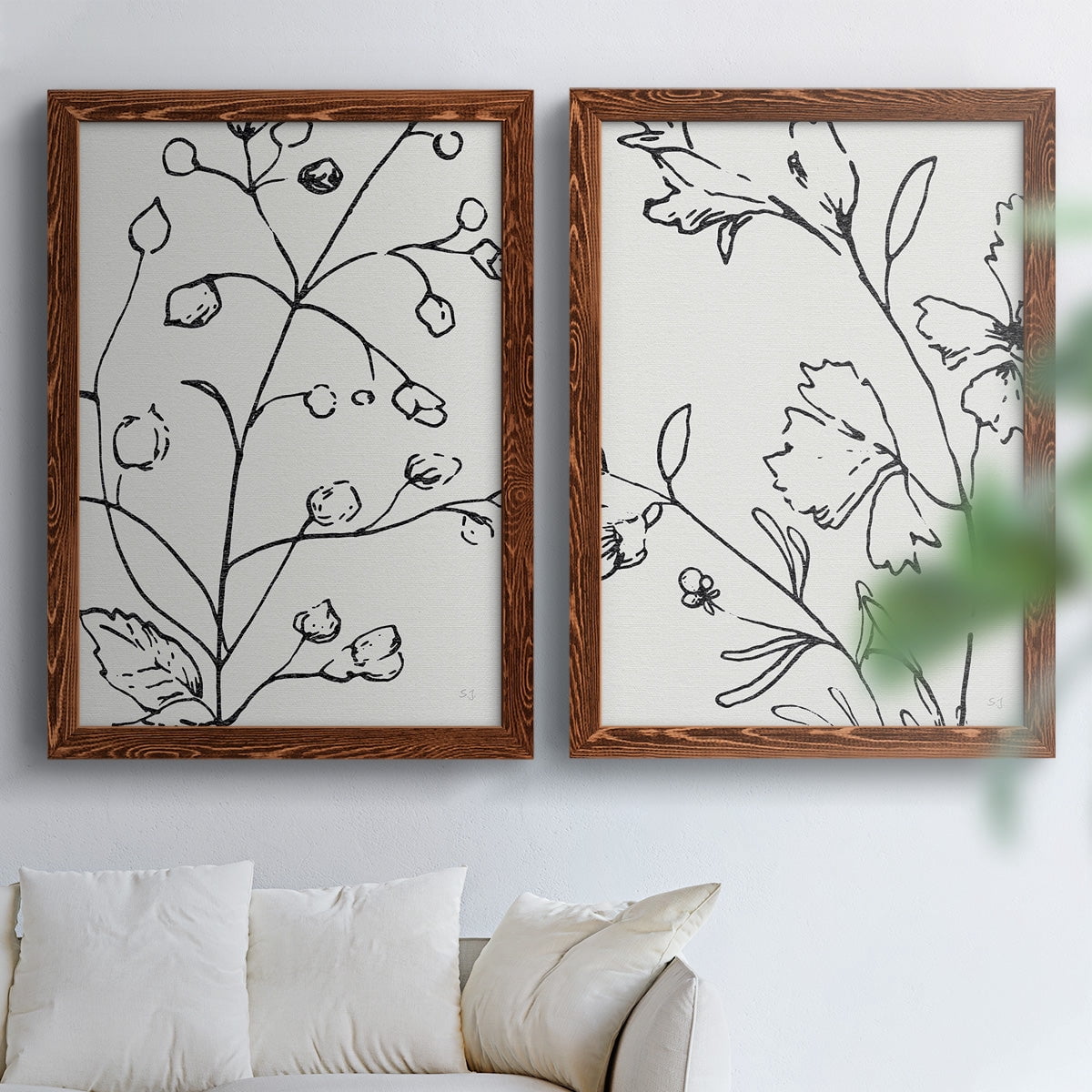 Botanical Sketch I - Premium Framed Canvas 2 Piece Set - Ready to Hang