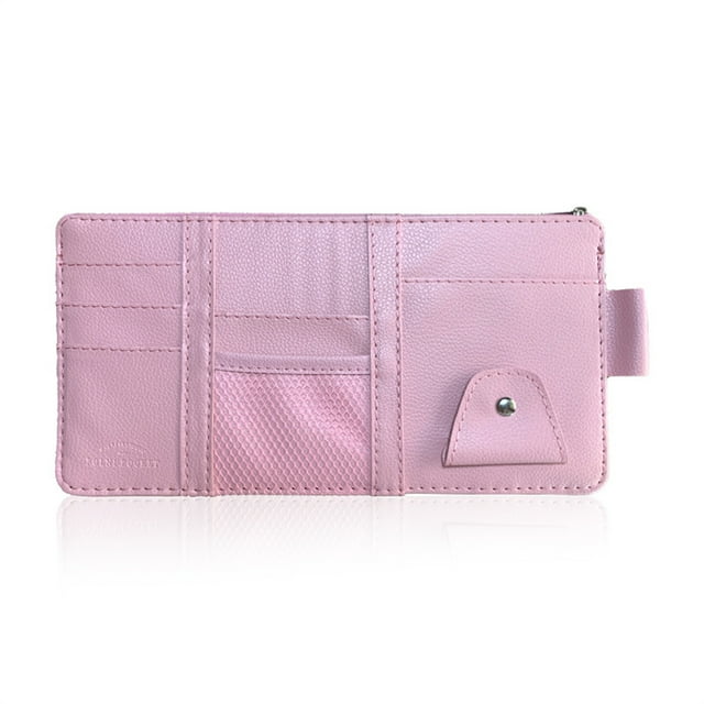 Organizador de Visor Sun Visor de autos Correa elástica de la bolsa de almacenamiento de la elástica Gastos automotrices Mobilephone Pen Pen con cremallera rosa Inevent VI009632-04