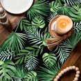 thumbnail image 3 of Green Tropical Botanical Table Runner 90 Inches, Summer Monstera Palm Leaves Black Bed Runner Dresser Scarves Tabletop for Indoor Outdoor Parties/Ceremony/Banquet, 13" x 90", 3 of 9