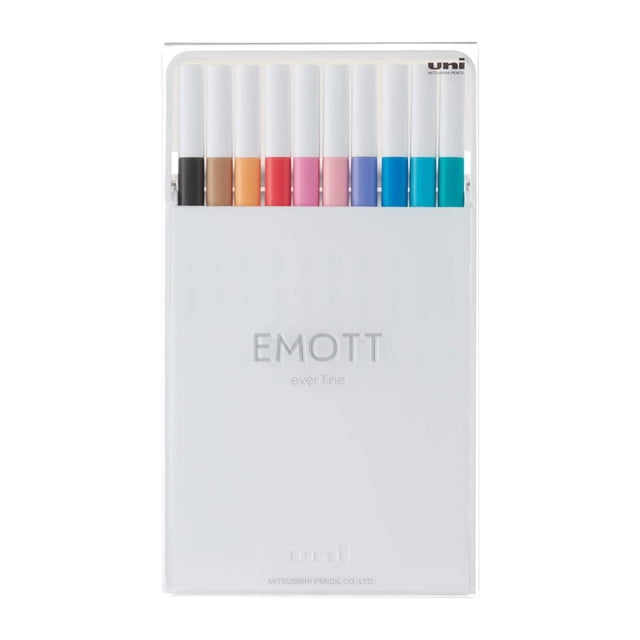 Conjunto de Plumas Fineliner Uni EMOTT #2, 10 Colores