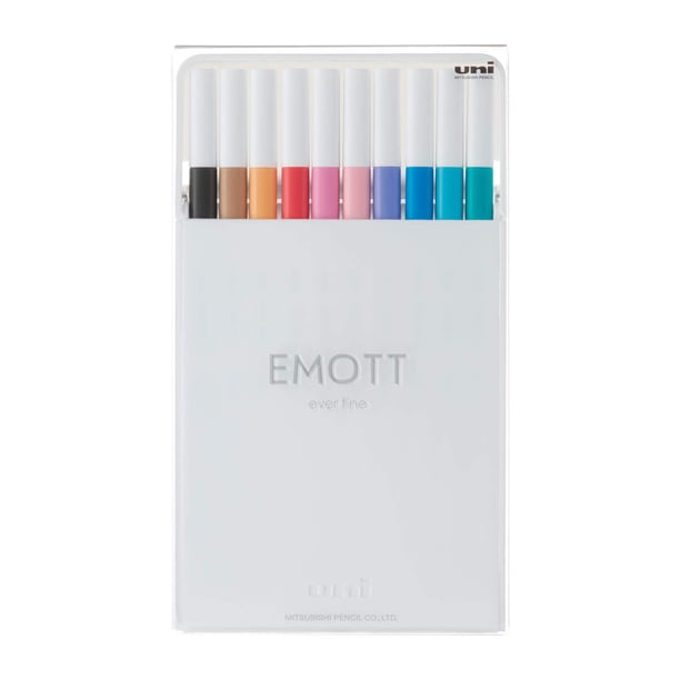 Conjunto de Plumas Fineliner Uni EMOTT #2, 10 Colores