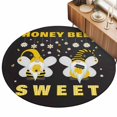 thumbnail image 2 of Honey Sweet Round Living Room Rugs 8 ft, Gnomes Bees Daisy Black Washable Large Area Rug with Non-Slip Sturdy Edge Binding Round Carpet for Dining Room Kitchen Office, 2 of 9