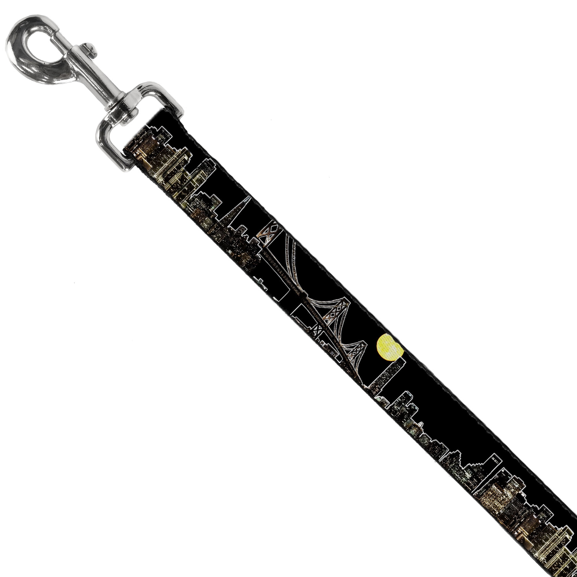 Buckle-Down Pet Leash, Dog Leash, San Francisco Moon Vivid Skyline Black, 6 Feet Long 1.0 Inch Wide