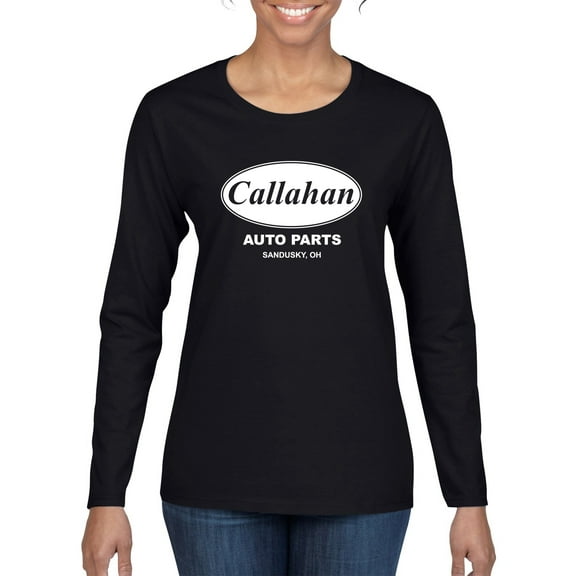 Wild Bobby, Callahan Auto Parts Sandusky Ohio Retro 90s Funny Tommy Boy, Pop Culture, Women Graphic Long Sleeve Tee, Black, Small