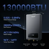 Ranein Propane Gas Tankless Water Heater, Indoor Max 5.3 GPM, 130,000 ...