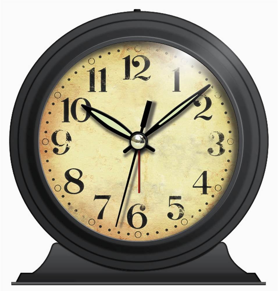 Boutique Metal Alarm Clock w Antique Look Dial in Black Finish ...