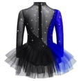 thumbnail image 3 of Doomiva Kids Girls Shiny Rhinestone Figure Ice Skating Dress Long Sleeve Ballet Lyrical Dance Dress for Performance Black Blue 16, 3 of 7