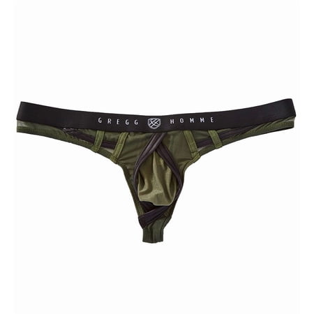 Men's Gregg Homme 140004 Erupt Enhancing Ring Mesh Thong (Khaki S)