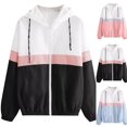 thumbnail image 4 of CEHVOM Veste à Capuche pour Femmes, Manches Longues, Poches, Bande Élastique, Color Block, 4 of 4