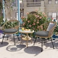 thumbnail image 2 of 3-Piece All-Weather PE Rattan Outdoor Furniture Set with Tempered Glass Table, Includes 2 Weather-Resistant Wicker Chairs for Patio, Balcony, Backyard, Porch & Small Spaces (Gray), 2 of 9