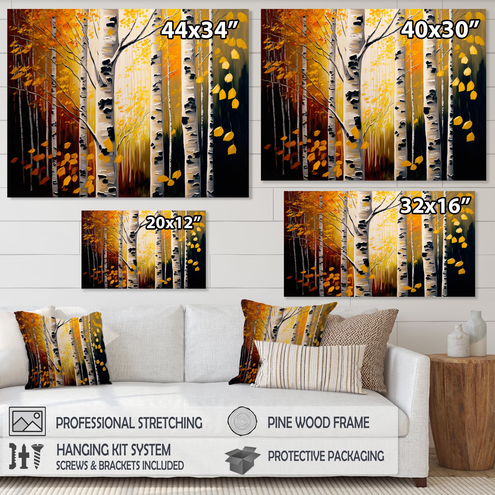 Designart Into A Golden Birch Forest III Canvas Wall Art