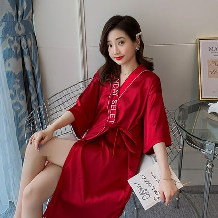 

PIKADINGNIS Sexy Stain Robe Set Spring Summer Robe Sexy Nightgowns Bathrobe Women Nightwear Bath Silk Robe Sleepwear Womens Dress Clothes