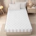 thumbnail image 4 of Meiyoeat Modern Pinstripe Zipper Twin Comforter Sets with Fitted Sheet and 2 Pillowcases, Simple Straight Line Zipper Bedding Set, Beige White,Reversible,4-Piece, 4 of 6