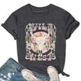 thumbnail image 4 of Lkhaha T-Shirts for Women Summer Gothic Flower Wings Graphic Short Sleeve V Neck Dressy Casual Clothes Dark Gray 2XL, 4 of 4