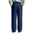 thumbnail image 2 of FGVCTG Mens Pleated Dress Pants, Classic Fit Stretch Waist Loose Lightweight Trousers Straight Casual Work Dress Slacks with Belt Loop Navy M, 2 of 9