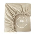 thumbnail image 4 of MooMee 100% Washed Cotton King Fitted Sheet Only Linen Like Textured Extra-Deep Pocket Breathable Soft 1-Piece(Almond Milk Grey, 78"x80"), 4 of 7