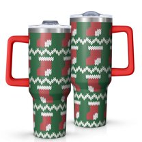 Christmas 40oz Tumbler– Stainless Steel Insulated Tumbler with Handle and Straw, Large Capacity Travel Cup for Hot & Cold Drinks