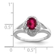 thumbnail image 2 of White Sterling Silver Ring Band Birthstone (07) July Ruby Lab Created Oval Red Diamond, 2 of 2