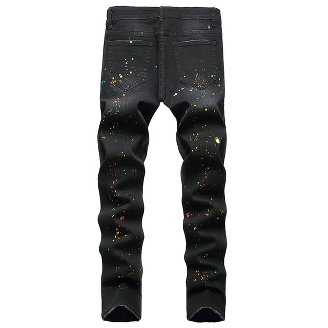 WEAIXIMIUNG Pantalon de Pyjama pour Homme Jeans pour Homme Extensible Mode Droit Coupe Ajustée Jeans