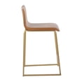 thumbnail image 3 of Mara 26" Contemporary Counter Stool In Gold Metal And Camel Faux Leather - Set Of 2, 3 of 7