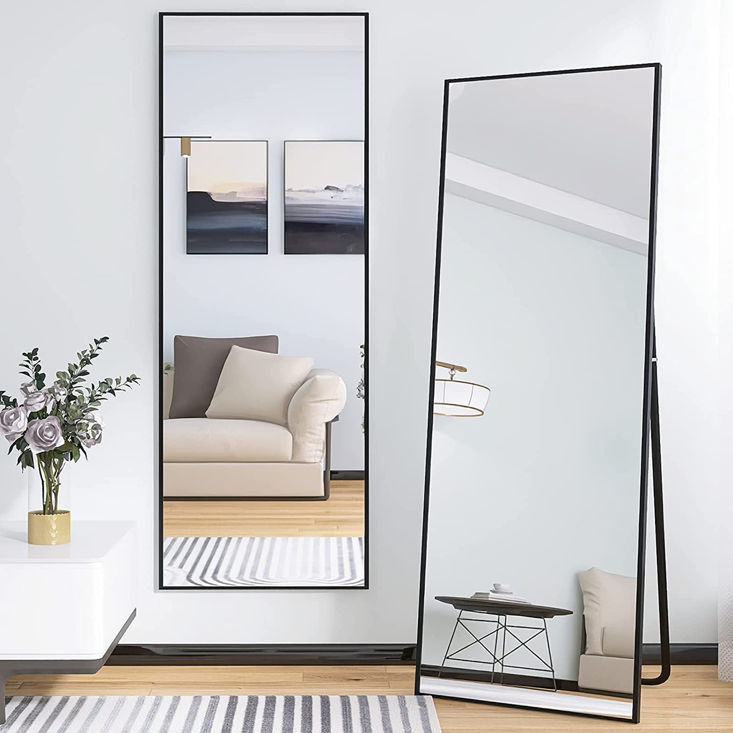 65" x 24" Full Length Mirror Hanging Standing or Leaning, Bedroom