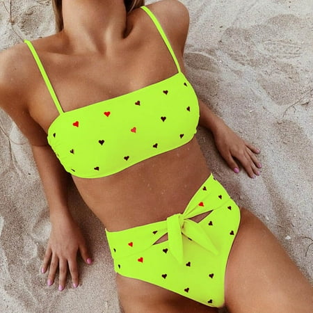 

Finelylove Women Swimsuits Padded Sport Bra Style Bikini Green S