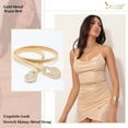 thumbnail image 2 of JASGOOD Womens Elastic Thin Metal Waist Belt, Stretch Chain Belt for Dresses, Skinny Rhinestone Adjustable Waistband Gold, 2 of 9