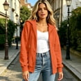 thumbnail image 2 of Zip Up Y2k Hoodies for Women Fall Casual Long Sleeve Sweatshirts 2026 Lightweight Comfort Soft Plus Size Jackets Orange XXL, 2 of 8