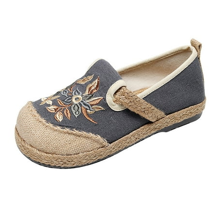 

Up to 30% off! Kukoosong Womens Comfort Flats Women Ethnic Style Embroidered Single Shoes Soft Comfortable and Breathable Retro Casual Shoes for Women Gray 40