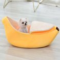 thumbnail image 3 of Billuyoard Cama de plátano suave y cómoda de poliéster para un sueño acogedor, cojín tipo cesta para perros, cama para mascotas Perchas para gatos amarillo METRO, 3 of 6