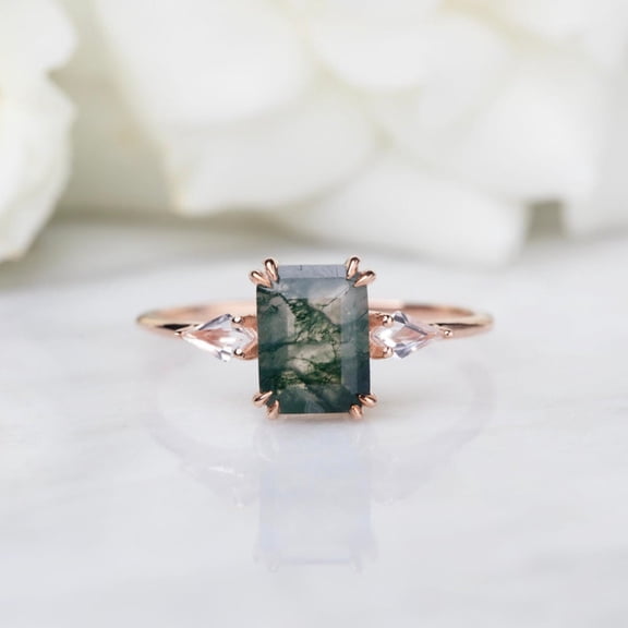 14k Gold Plated Moss Agate Ring, Antique Handmade Wedding statement Ring,Moss Agate Ring, Personalized Jewelry , ring for mom , ring love
