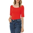 thumbnail image 5 of MODA NOVA Juniors Half Sleeves Scoop Neck Fitted Layering Top T-Shirt, 5 of 6