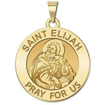 PicturesOnGold.com Saint Elijah Round Religious Medal Female Adult - 1 inch Size of a Quarter -Solid 14K Yellow Gold
