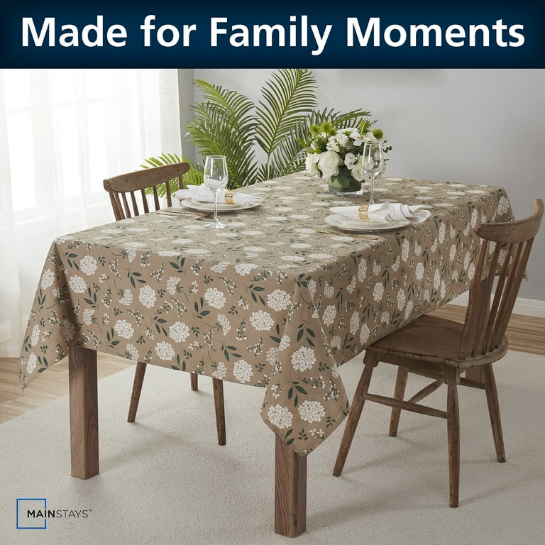 Mainstays Farmhouse Tablecloth Summer Floral Brown Fabric, 60