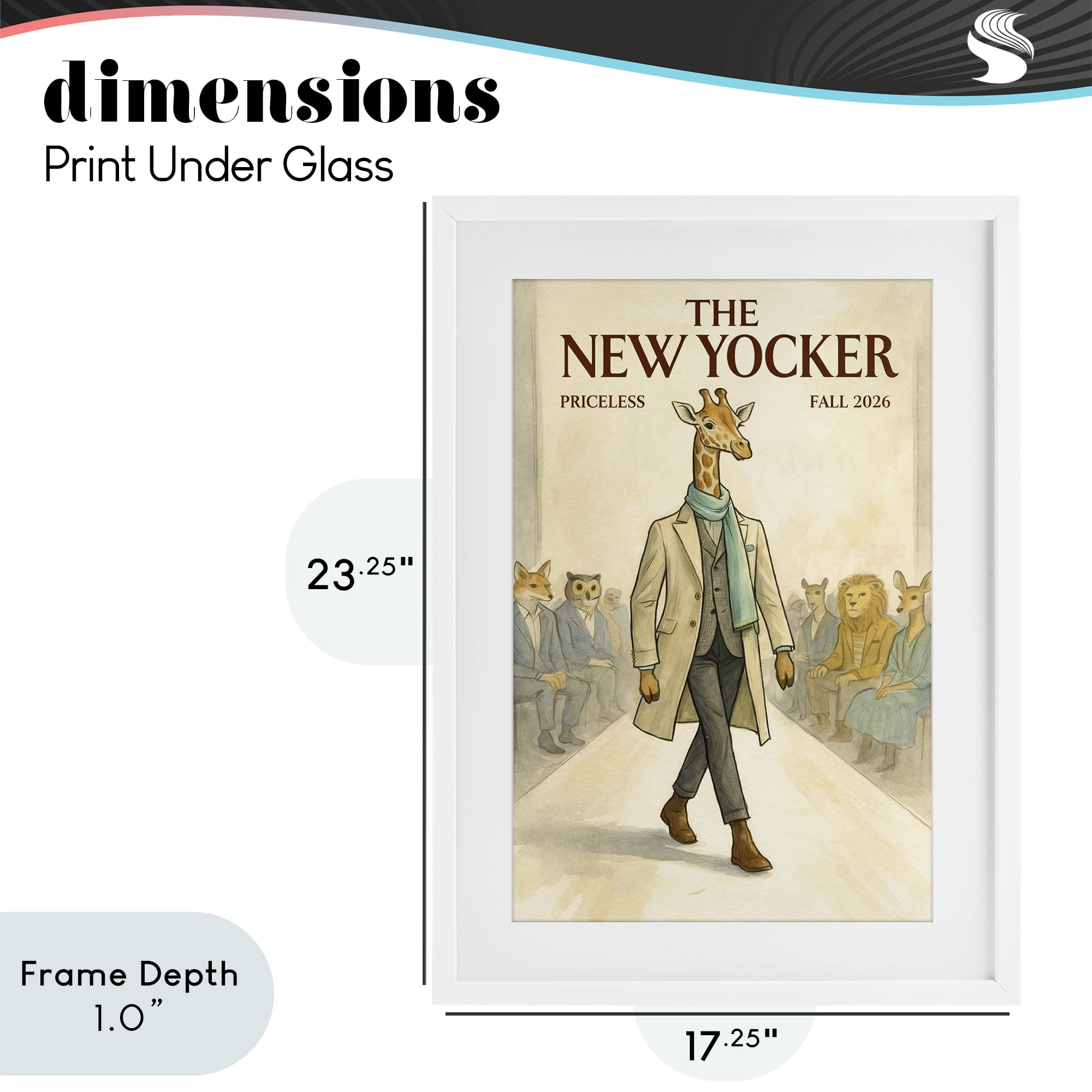 Stupell Industries New Yocker Giraffe Model White Framed Print Under Glass, design by Grotto Studios