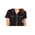 thumbnail image 2 of Karen Scott Women's Cotton Piping Button Top Black Size X-Small, 2 of 3