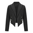 thumbnail image 4 of jsaierl Women's Elegant Shawl Collar Crop Open Front Button Jacket Long Sleeve Work Office Short Blazer, 4 of 6