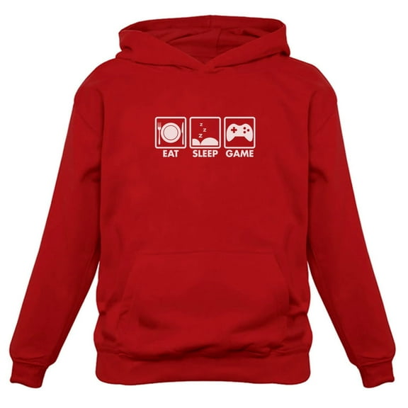 Gaming Apparel Gamer Hoodies Men Teen Boys Gifts Eat Sleep Repeat Hoodie XX-Large Red