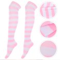 thumbnail image 4 of Miangastore Paire de Bas Cuisses Larges à Rayures Roses et Blanches pour Femmes au-Dessus du Genou (Rose et Blanc), 4 of 8