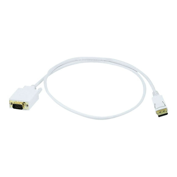 Monoprice - DisplayPort cable - DisplayPort (M) to HD-15 (VGA) (M) - 3 ft - latched, thumbscrews - white