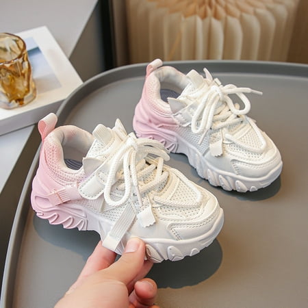 

RUICUW Girls Sports Shoes Fashionable New Pattern Color Matching Mesh Surface Four Season Lace Up Thick Sole Comfortable Shoes